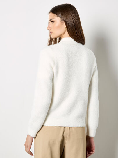 Hammered Buttons Fluffy Knit Cardigan