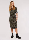 Swirl Drawstring Midi Dress, Khaki, large