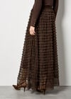 Ruffle Tiered Tulle Maxi Skirt, Brown, large