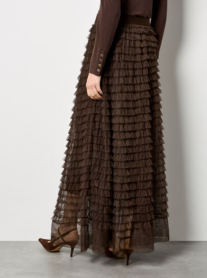 Ruffle Tiered Tulle Maxi Skirt