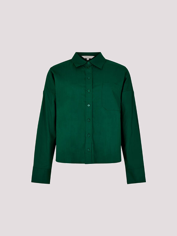 Oversized Cotton Poplin Shirt, Green, large