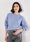 Iridescent Sequin Cable Knit Jumper, Blue, large