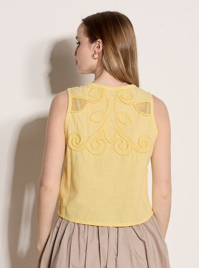 Embroidered Cotton Shell Top