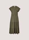 Tiered Utility Midaxi Dress, Khaki, large