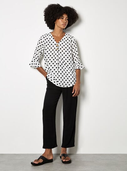 Polka Dot Bell Sleeve Blouse