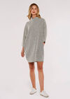 Boucle Jersey Mini Cocoon Dress, Khaki, large