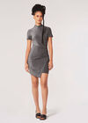 Sparkle Ruched Wrap Mini Dress, Silver, large