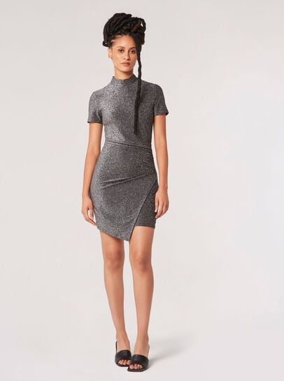 Sparkle Ruched Wrap Mini Dress