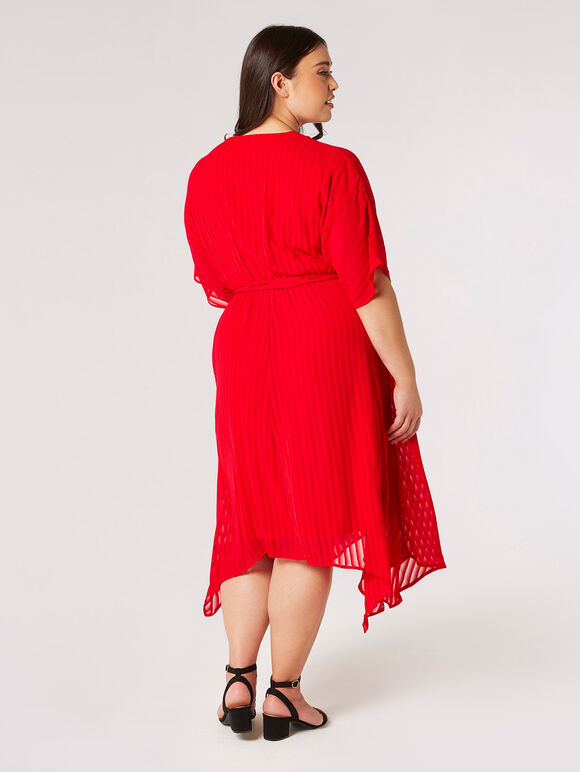 Robe mi-longue Curve Self-Stripe, Rouge, grand