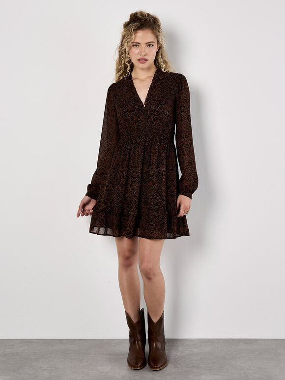 Paisley Mini Dress, Rust, large