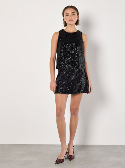 Sequin Velvet Sleeveless Top