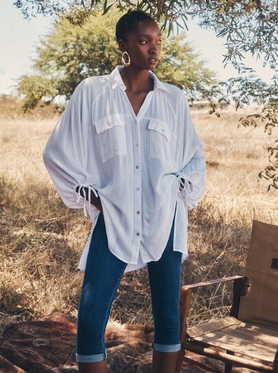 Oversized Longline Shimmer Shirt