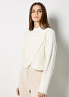 Cable Knit Wrap Jumper, Cream, large