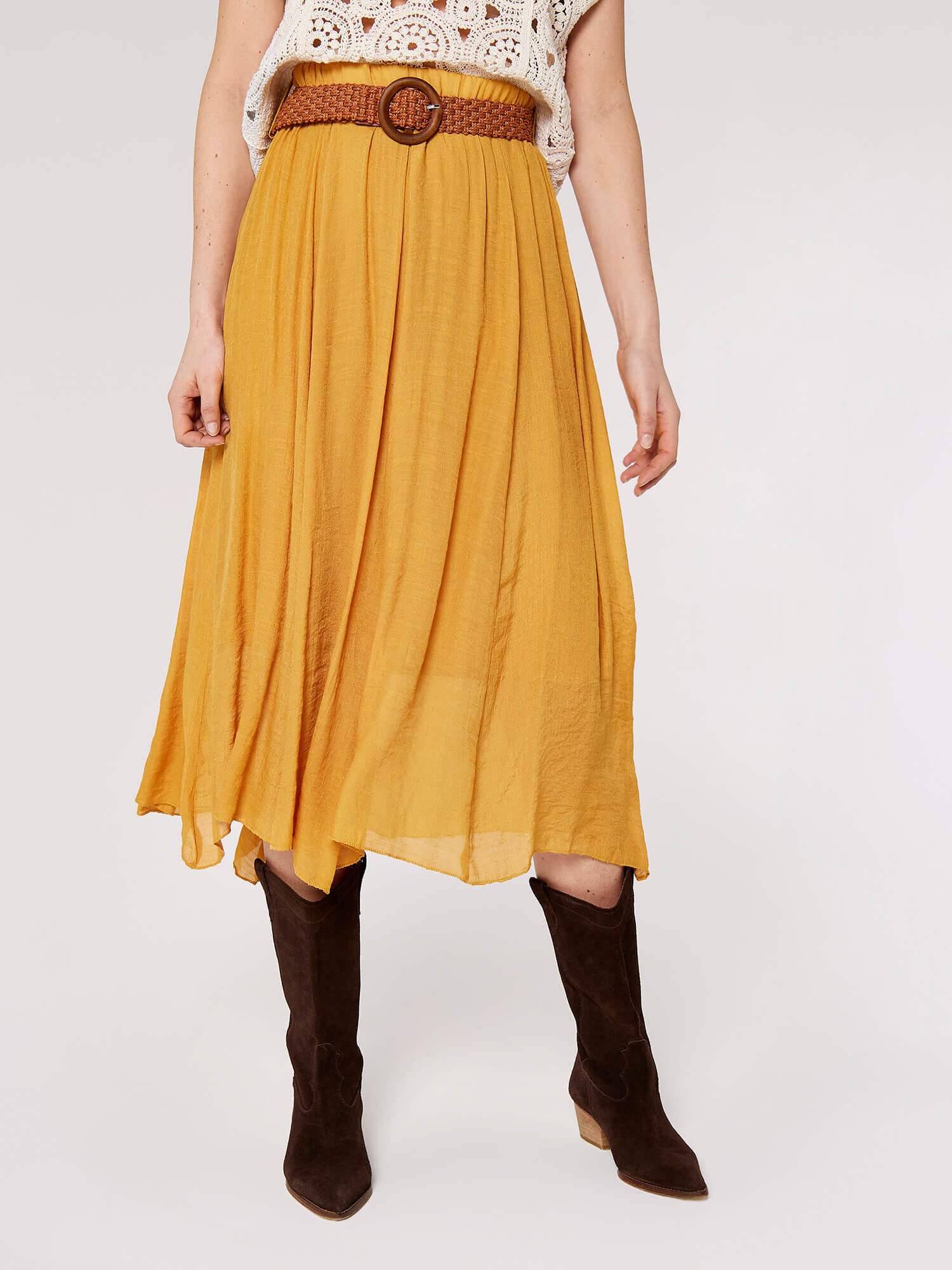 Jupe midi moutarde store