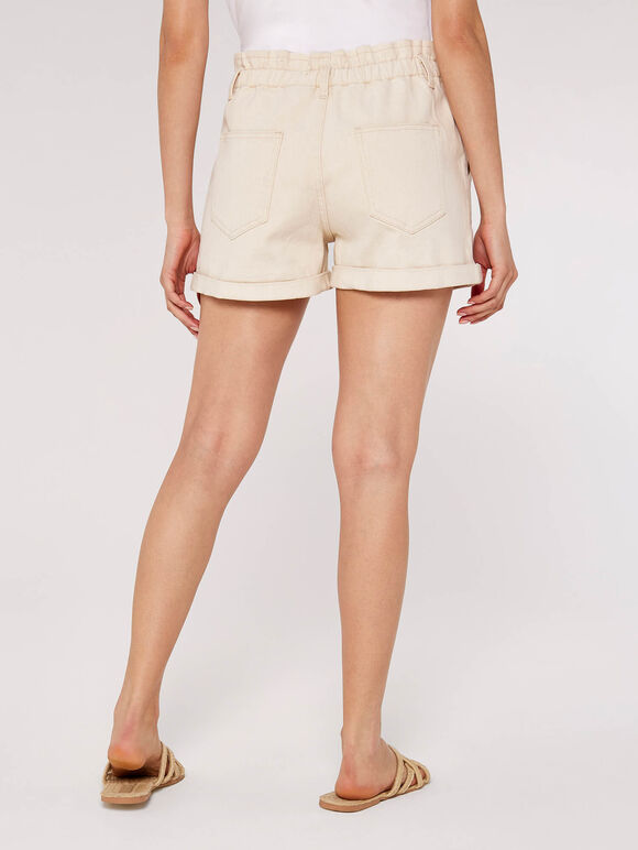 Short à revers en jean, crème, grand