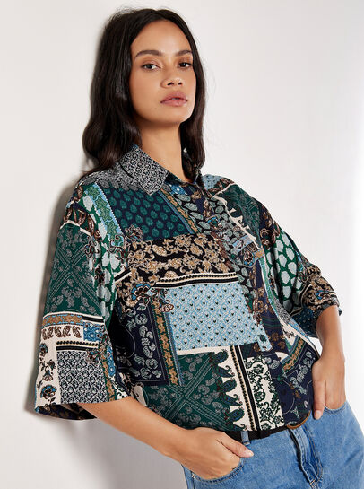 Patchwork Paisley Boxy Shirt