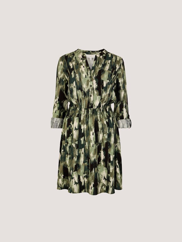 Abstract Print Utility Mini Dress, Green, large