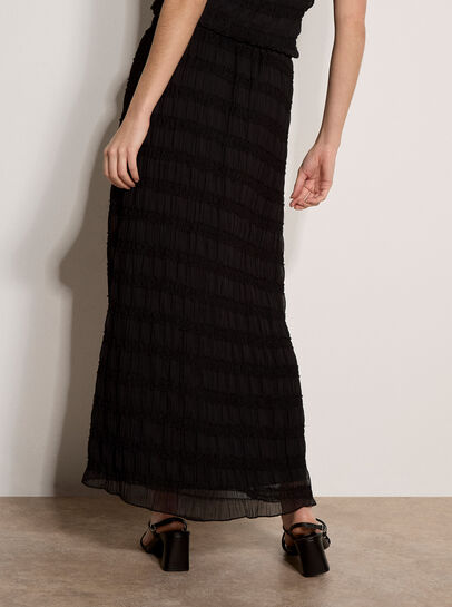 Ruched Chiffon Maxi Skirt