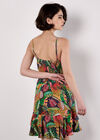 Tropical Print Tiered Cami Mini Dress, Navy, large