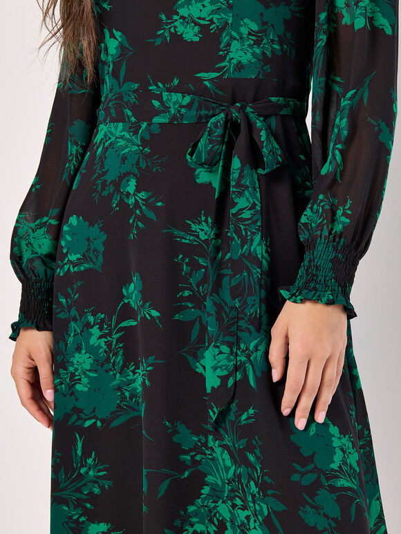 Silhouette Floral Chiffon Midaxi Dress, Green, large