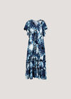 Patchwork Ruffle Tiered Midi Dress, Blue, large