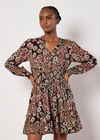 Patchwork Floral Shimmer Mini Dress, Green, large