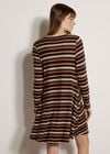 Engineered Stripe Swing Mini Dress, Brown, large