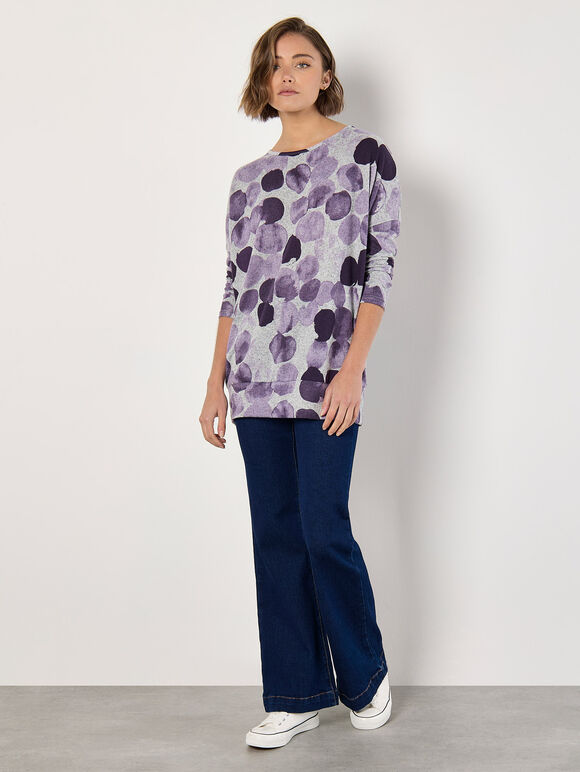 Abstract Circles Oversized Top, Purple, large