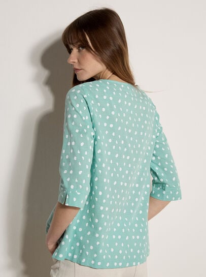 Irregular Spot Asymmetric Wrap Top