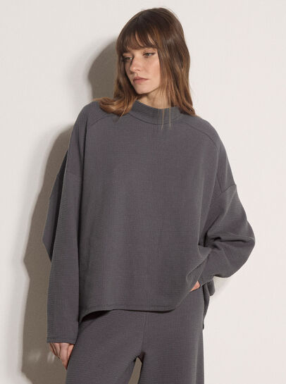 Waffle Jersey Knit Oversized Top
