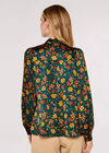 Floral Pussy Bow Blouse, Green, large