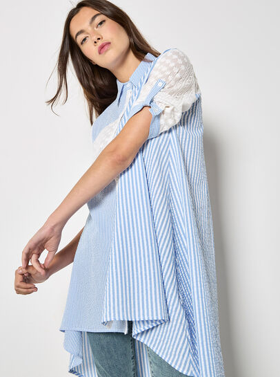 Mix Stripe Embroidered Shirt