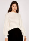 Pointelle Stripe Batwing Jumper, Cream, large
