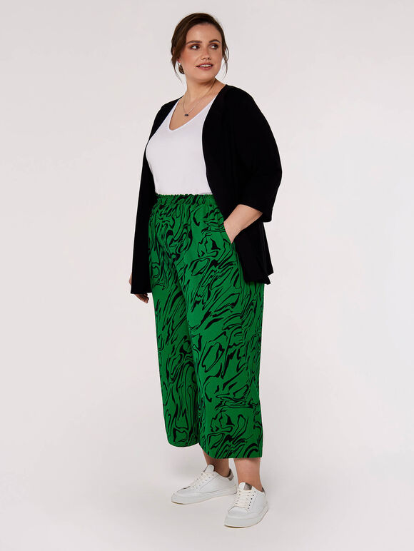 Curve Waves Waist Culottes, Green, large