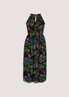 Palm Rope Neck Dress, Navy, large