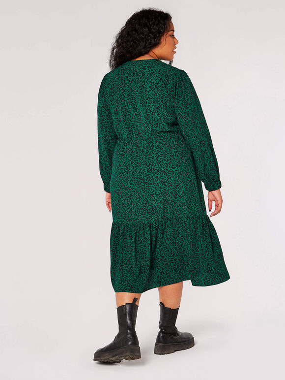 Curve Animal Print Midaxi Dress, Green, large