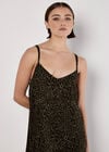 Animal Print Crepe Maxi Slip Dress, Khaki, large