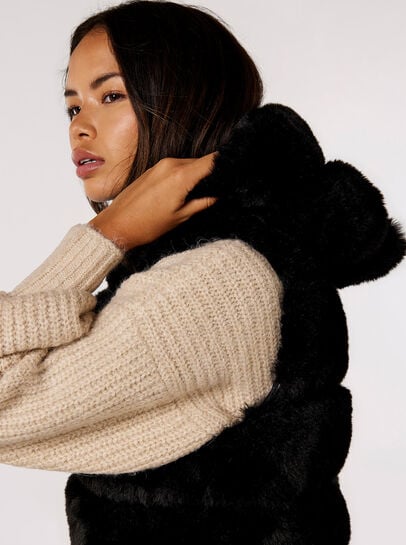Tiered Fur Hooded Gilet