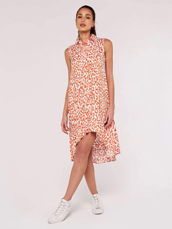 Cheetah Print  Mini Dress, Coral, large