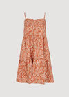 Geo Leaf Camisole Mini Dress, Orange, large