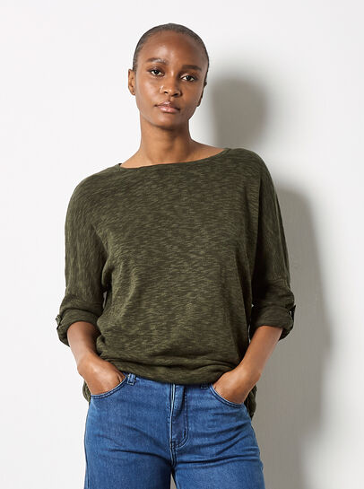 Cotton Blend Ruched Side Jumper