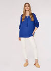 Crochet Detailled Slub Top, Blue, large