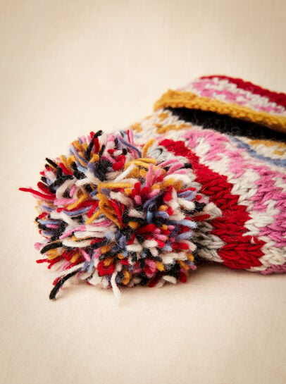 Hand Knit Colourful Stripe Beanie Hat