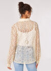 Geometric Guipure Lace Shirt, Stone, large