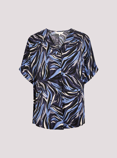 Abstract Print Pleat Blouse
