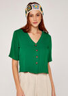 Button Front Crop Top, Green, large