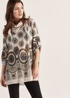 Stone Daisy Wheel Sequin Hem Scarf Top, Stone, large