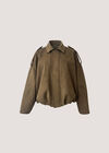 Suedette Bubble Hem Batwing Jacket, Brown, large