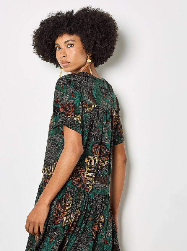 Tropical Leaf Print Shirt, Green, large