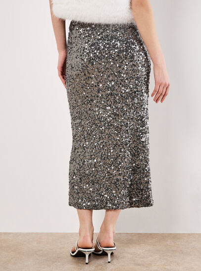Sequin Embellished Pencil Midaxi Skirt